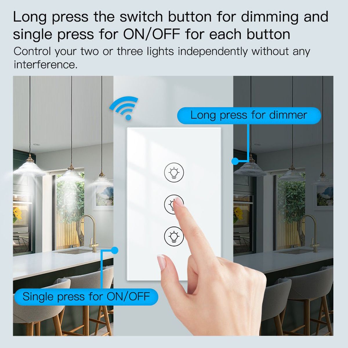 Interruptor Tactil Pared Dimmer Smart Wifi Tuya