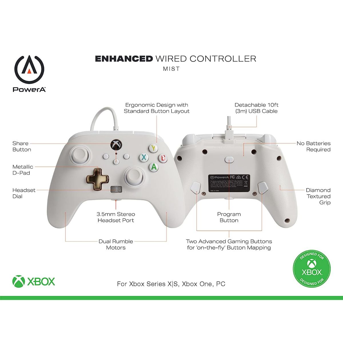 Joystick Power A Nieva Cableado Xbox Series/pc