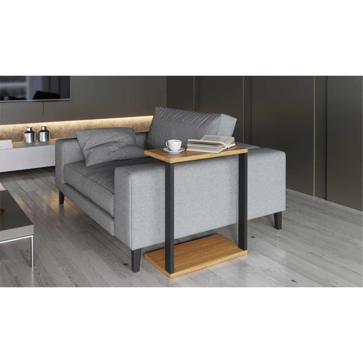 Mesa Auxiliar Industrial Hamburgo Negro