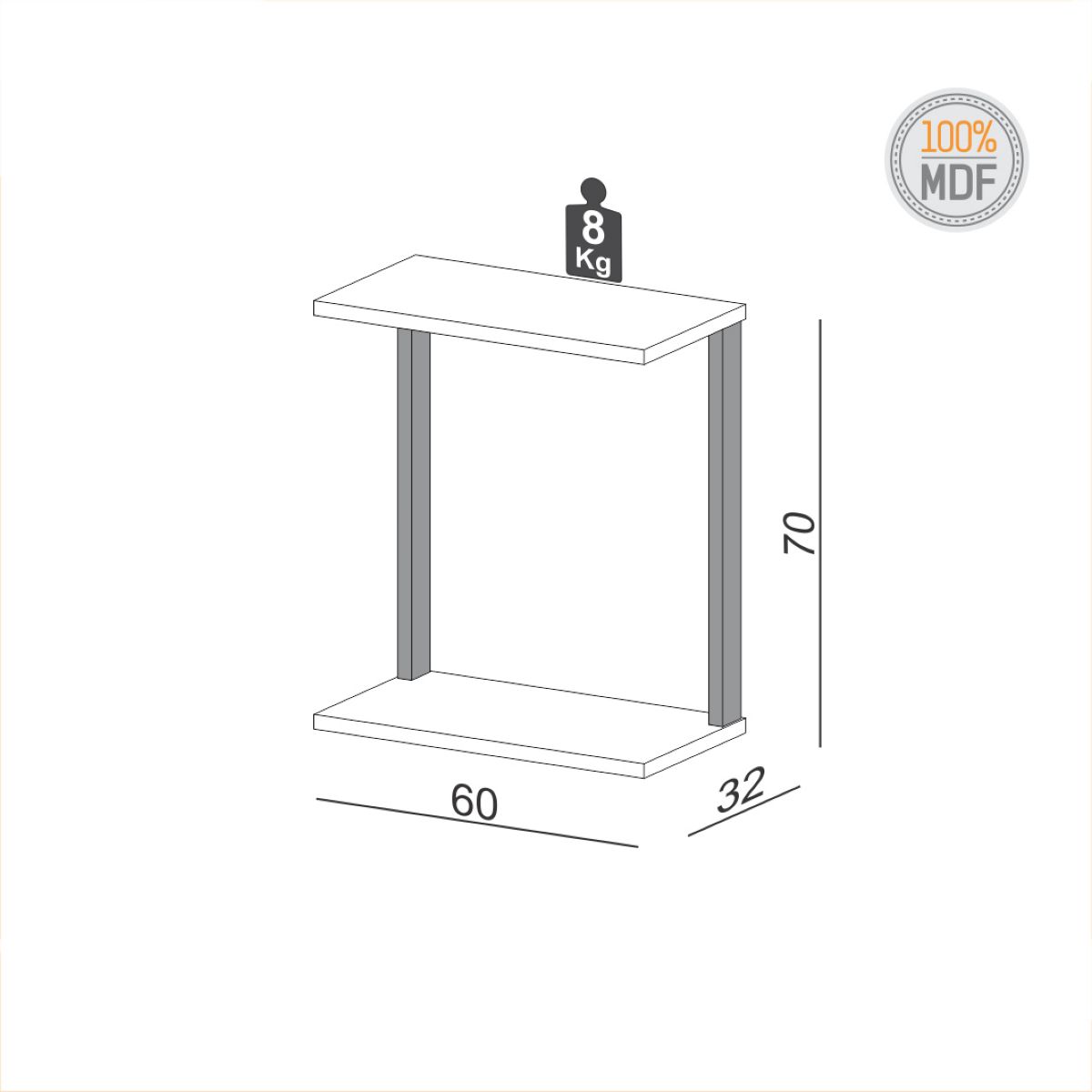 Mesa Auxiliar Industrial Hamburgo Negro