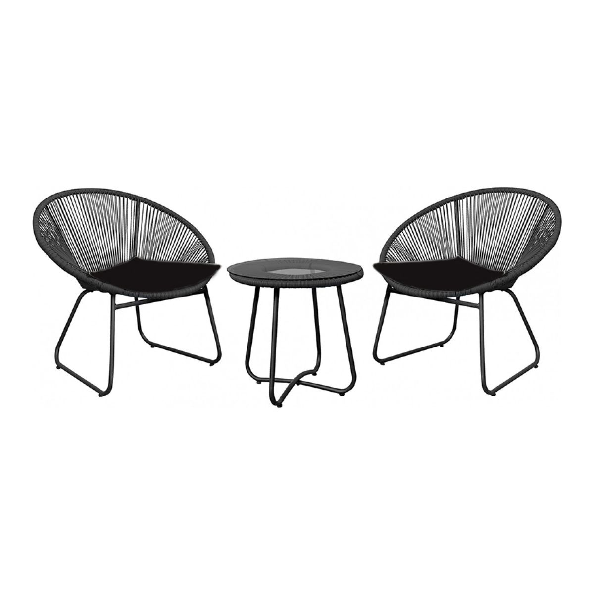 Juego De Living De Exterior Negro/negro 3 Piezas