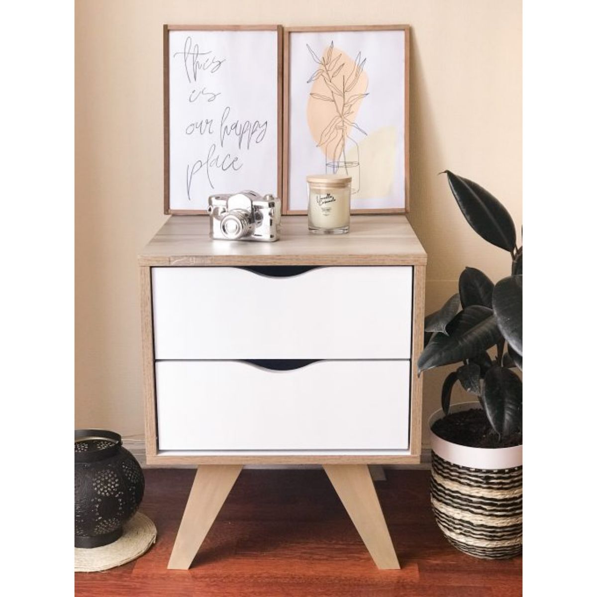 Mesa De Luz Con 2 Cajones Nola