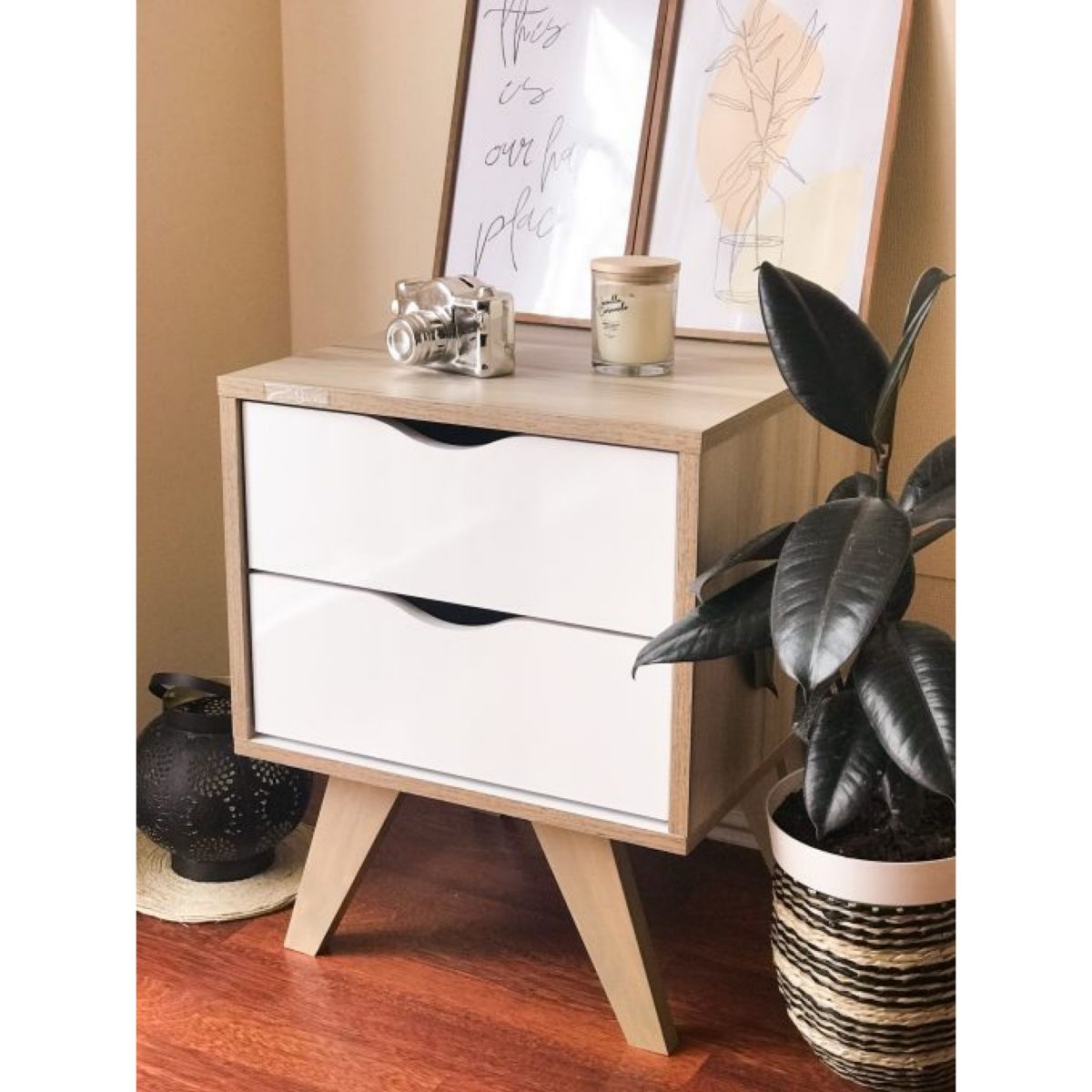 Mesa De Luz Con 2 Cajones Nola