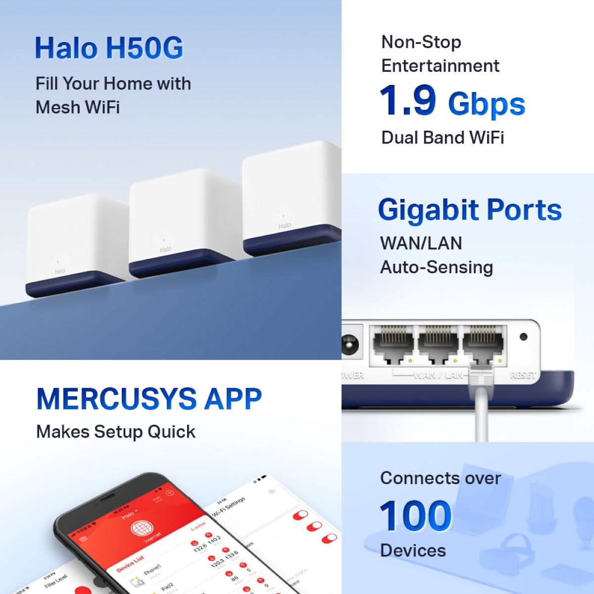 Router Mesh Mercusys Halo H50g 3pk Eu Ac1900 Wifi