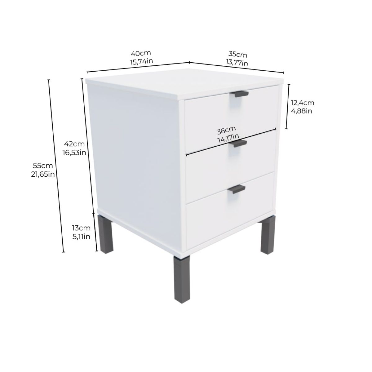 Mesa De Luz Frank 3 Cajones