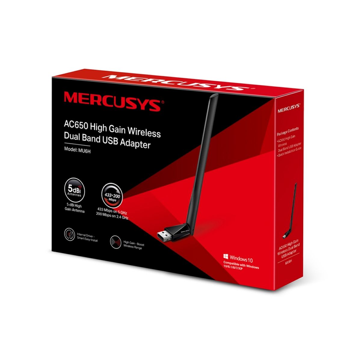 Adap WiFi Usb Mercusys Mu6h Ac650 Alta Ganancia