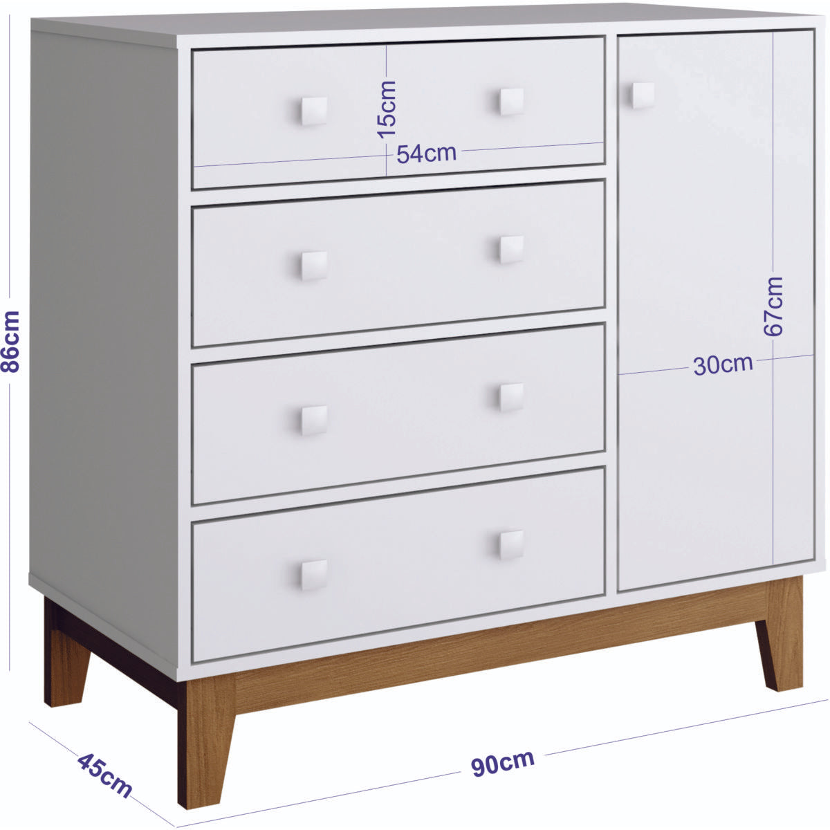 Comoda Cajonera C/puerta Pina