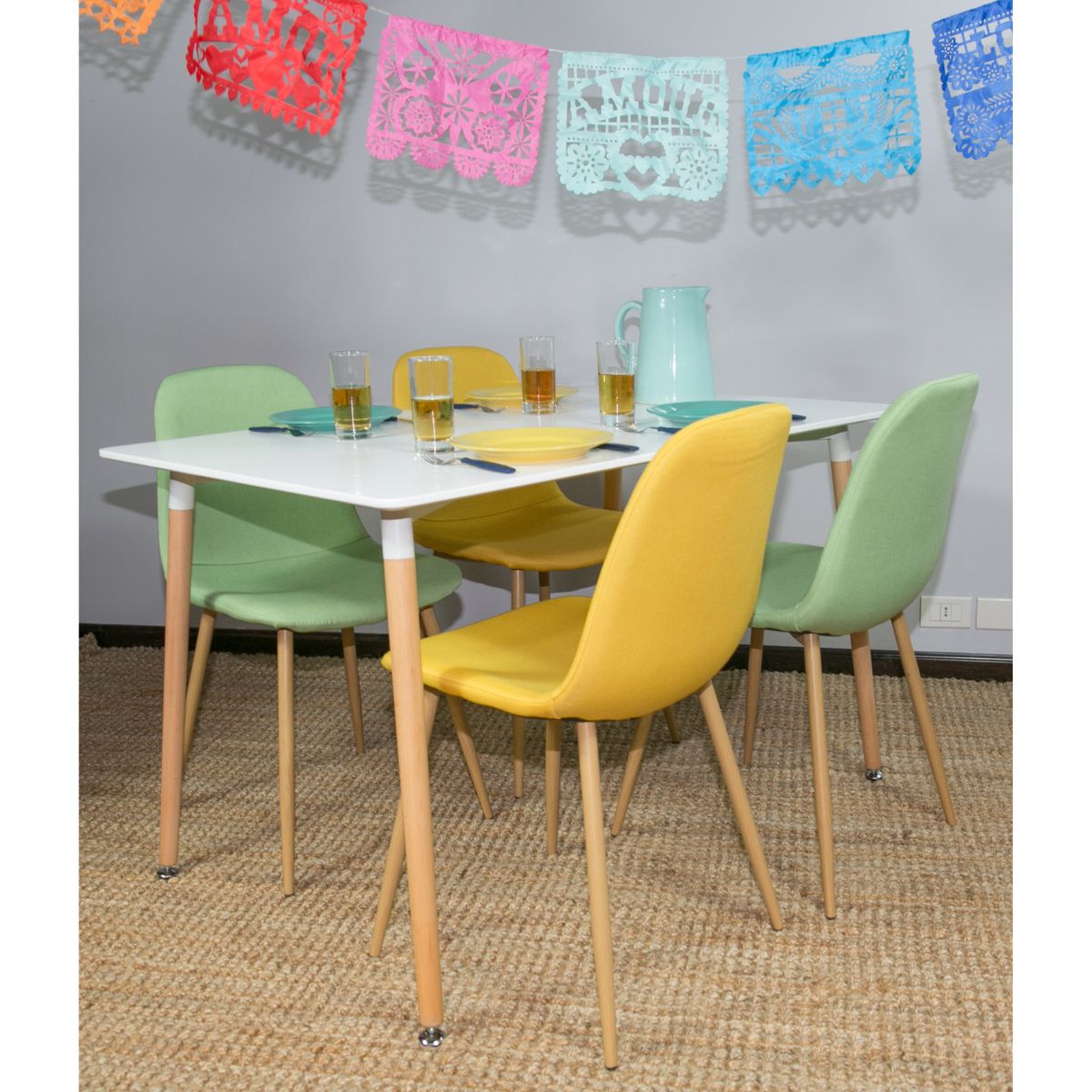 Silla Eames Tapizada Tela Verde-M03-12