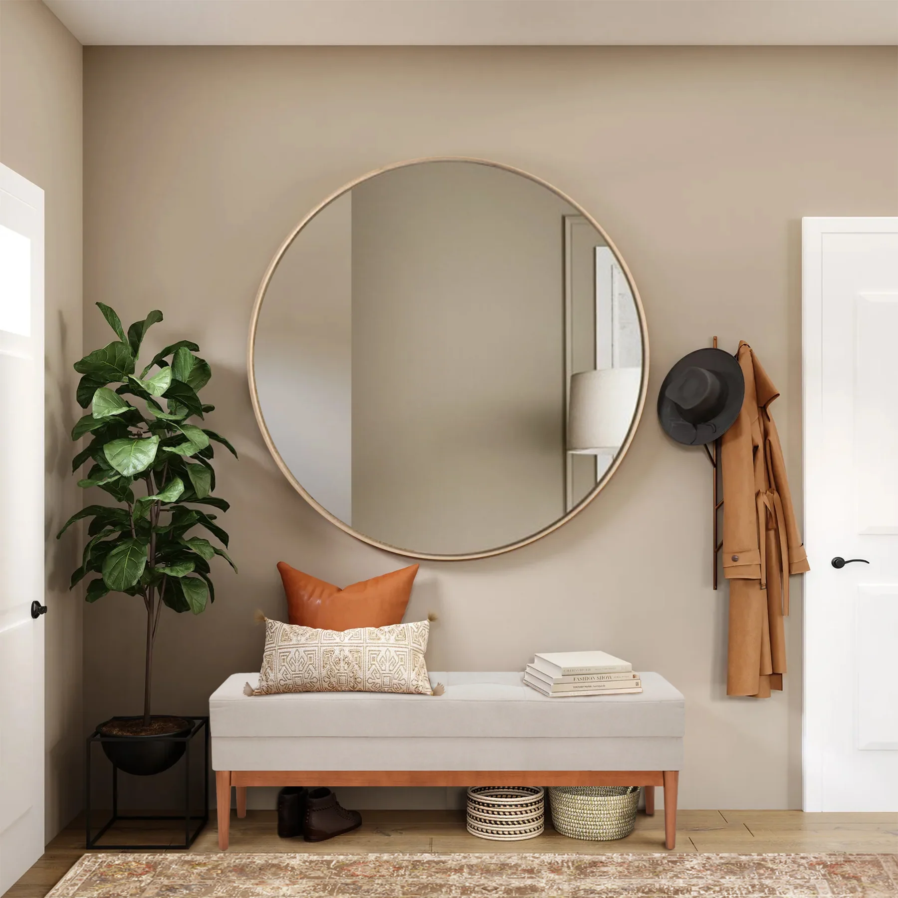 Pie De Cama / Recibidor Long Beige