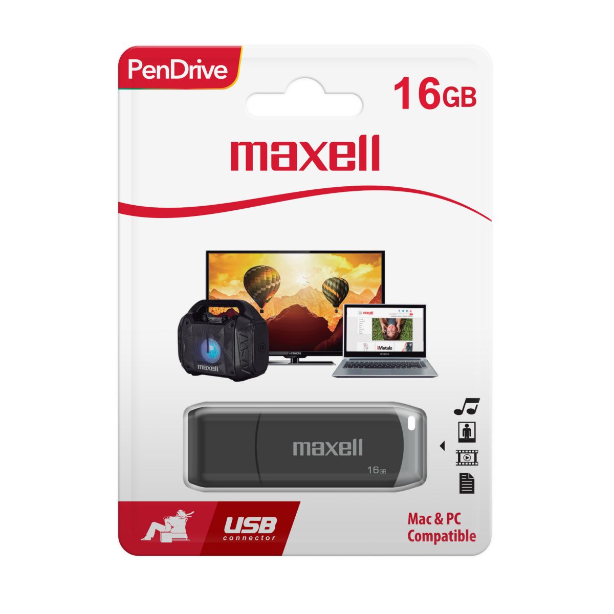 Pendrive USB 16Gb Maxell Usb3.0 Black+gray