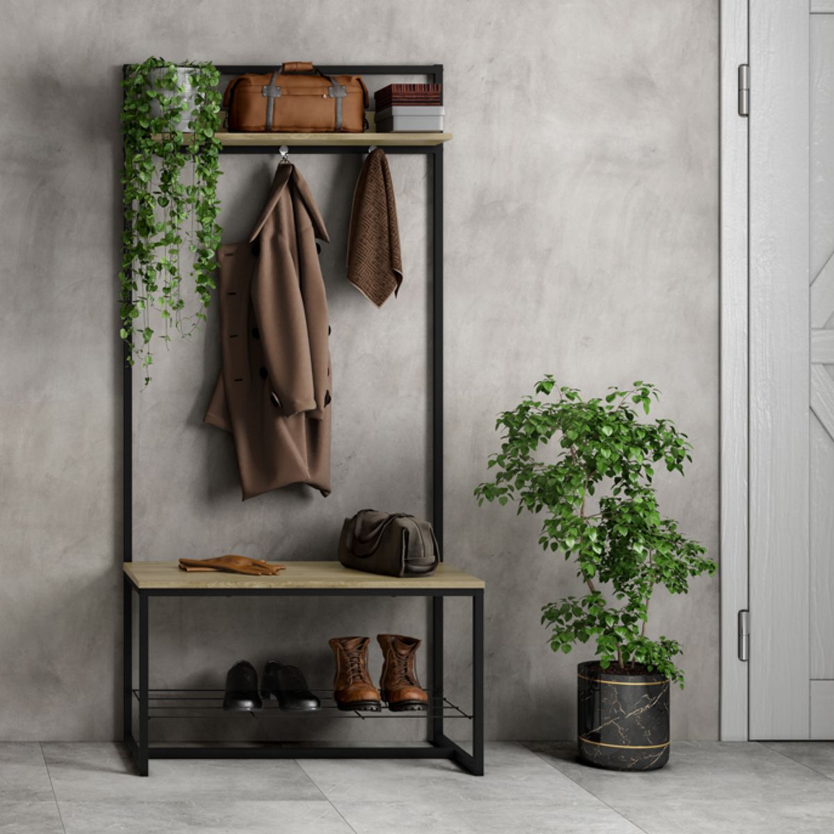 Perchero Recibidor C/asiento Bran Madera