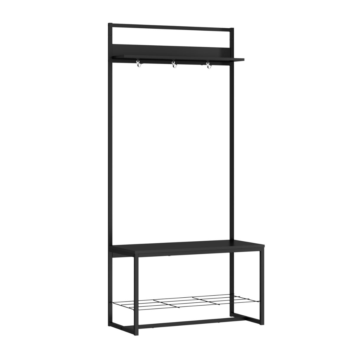 Perchero Recibidor C/asiento Bran Negro