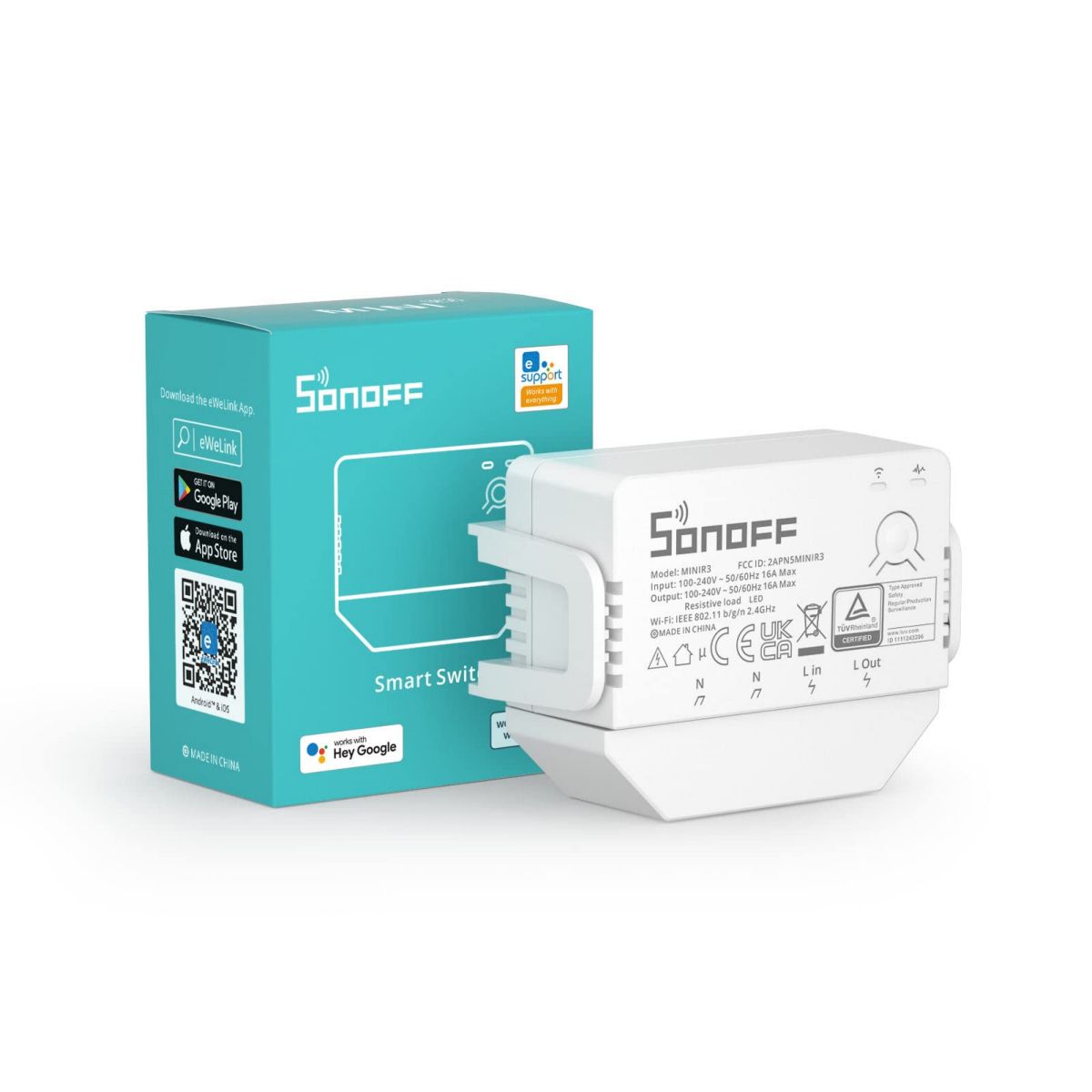 Switch Sonoff Mini R3 Wifi S/neutro 16a