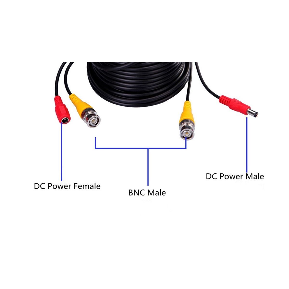 Cable Video Y Alimentacion Bnc 20 Mts