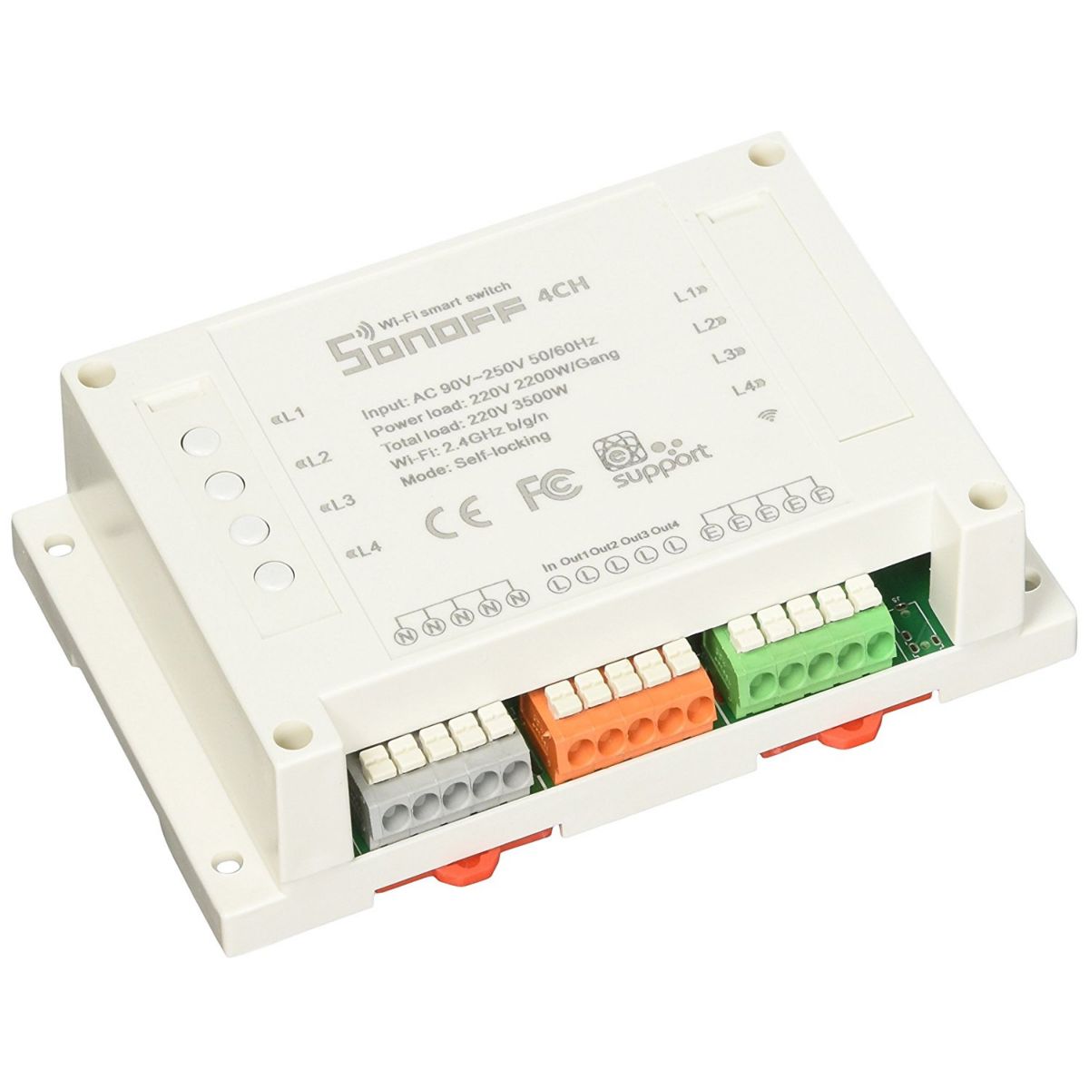 Switch Wifi 4 Canales Sonoff 220 Vac 10a