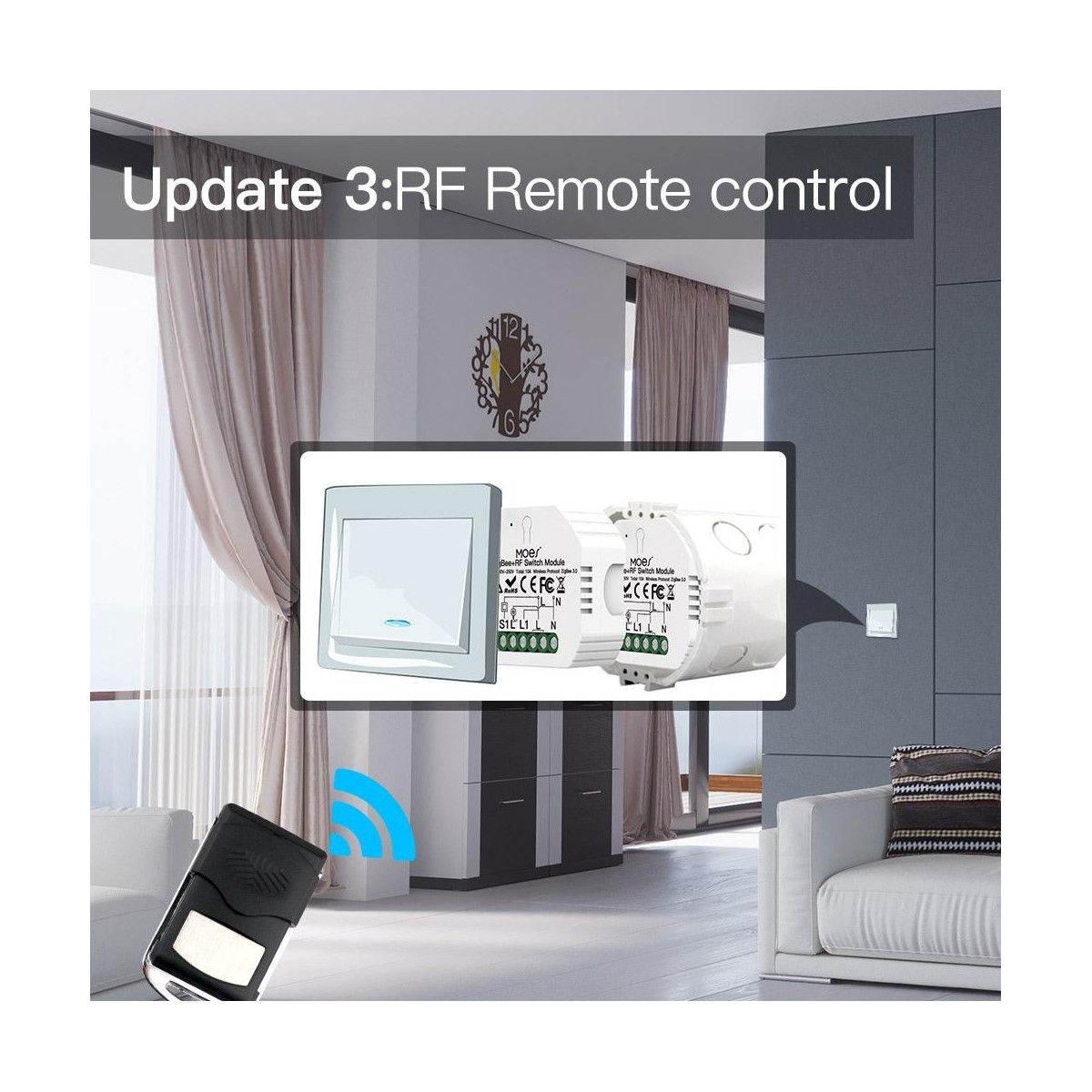 Switch Oculto 1 Boton Zigbee3.0 + RF433