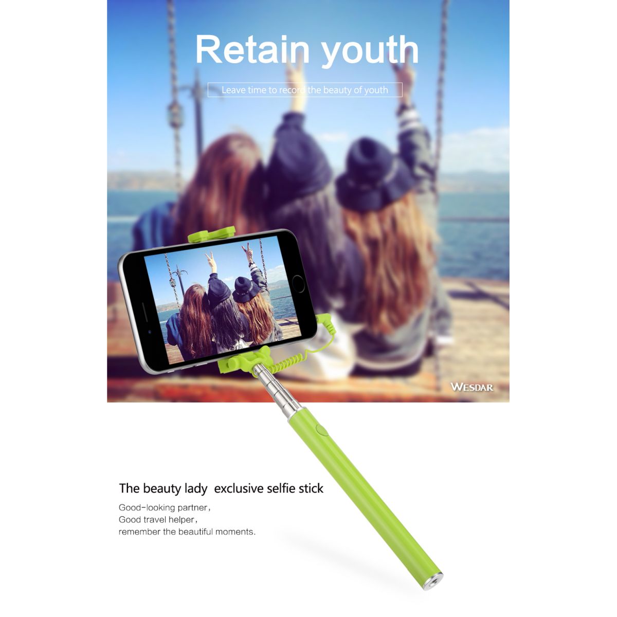 Selfie Stick Wesdar Zp1 Verde