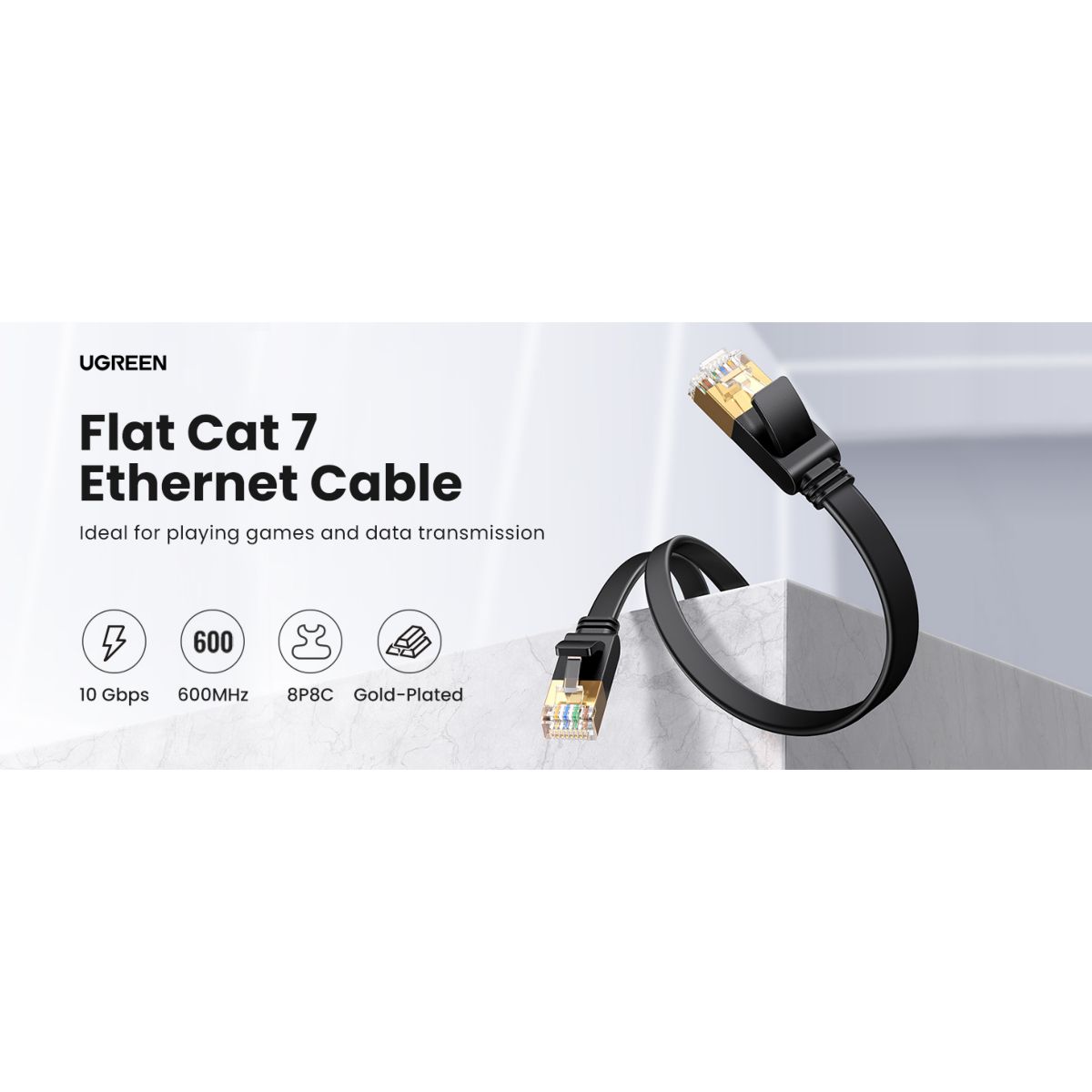 Cable Ethernet Ugreen Cat7 Utp Flat 8m