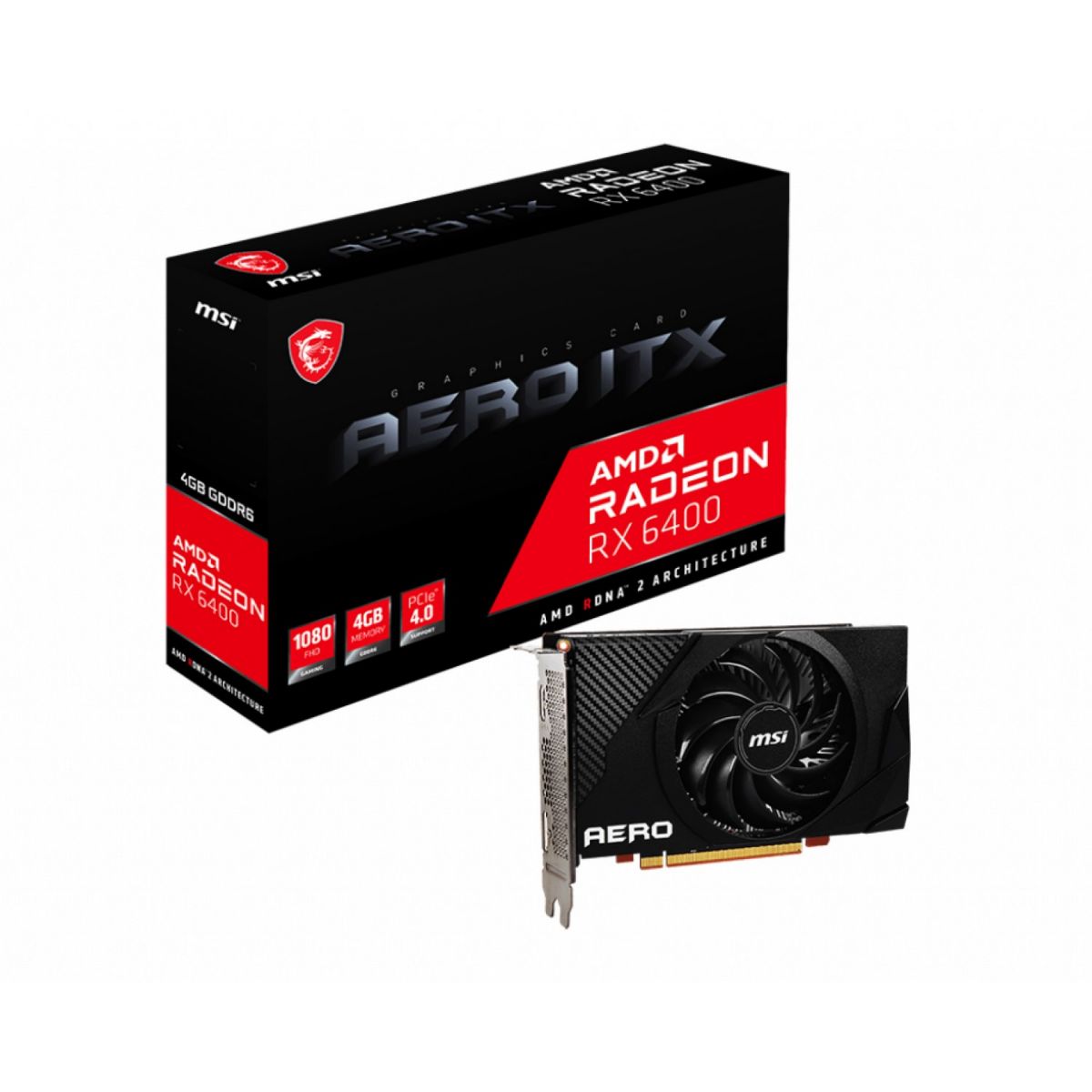 Tarjeta de video Grafica Msi Rx 6400 AERO ITX 4GB