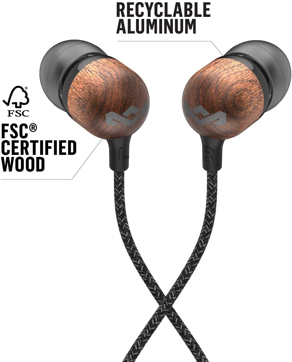 Auricular House of Marley Smile Jamaica EM-JE041-SB Negro