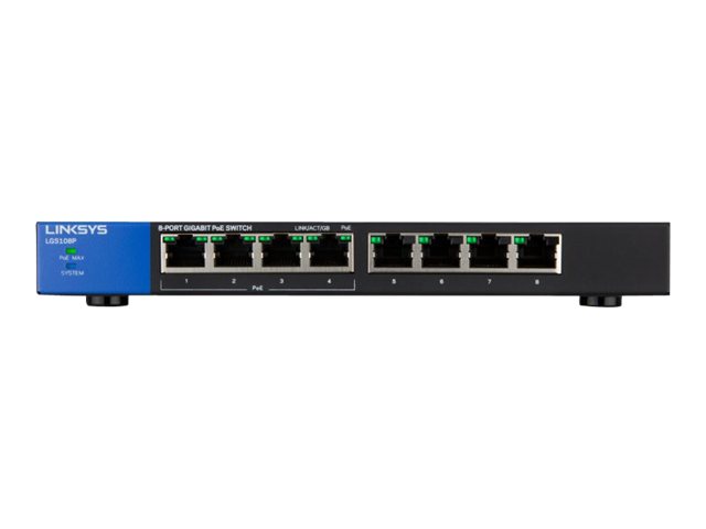 Switch POE+ 8 puertos Gigabit Linksys LGS108P