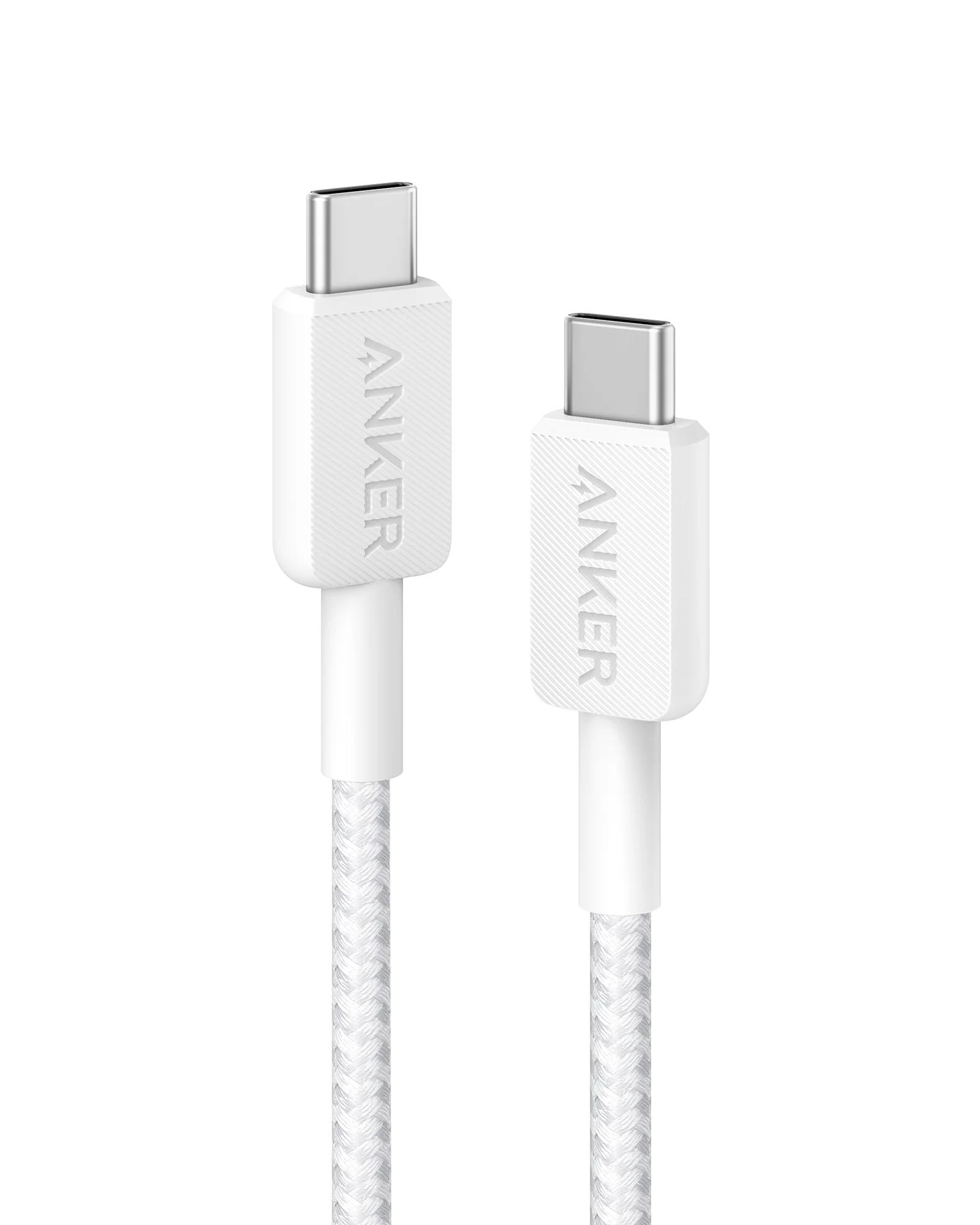 Cable trenzado USB-C a USB-C Anker 322 BLANCO 1,8 m