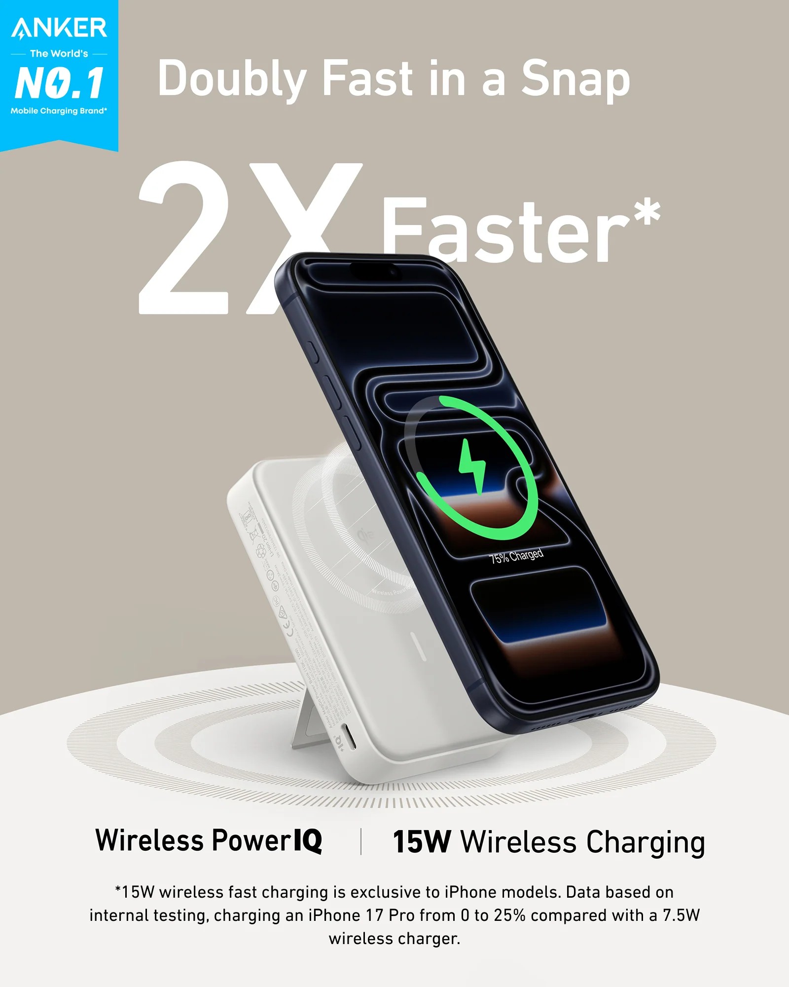 Power Bank Anker MagGo 10000mAh Qi2 15W Stand Blanco