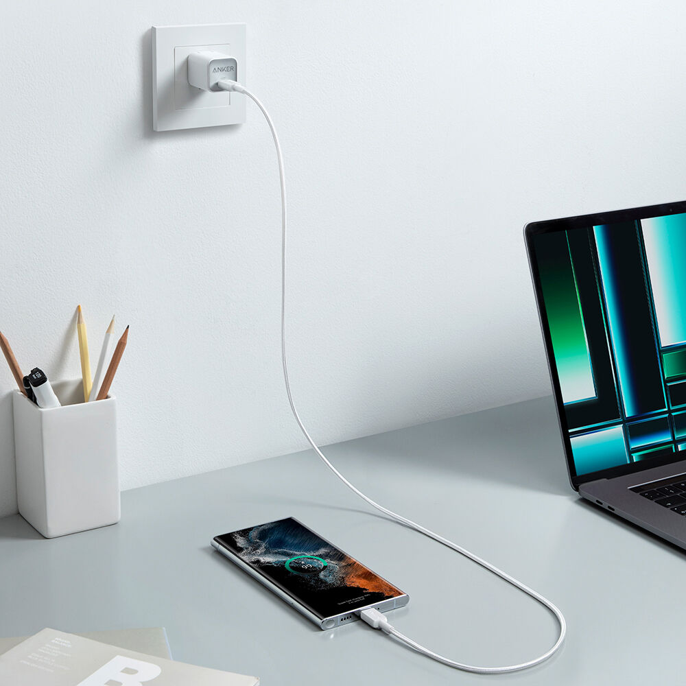 Cable trenzado USB-C a USB-C Anker 322 BLANCO 1,8 m