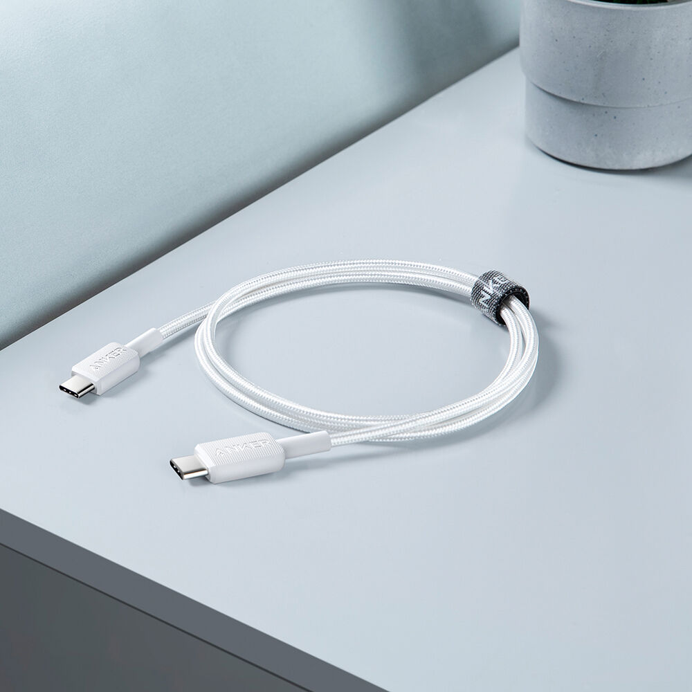 Cable trenzado USB-C a USB-C Anker 322 BLANCO 1,8 m
