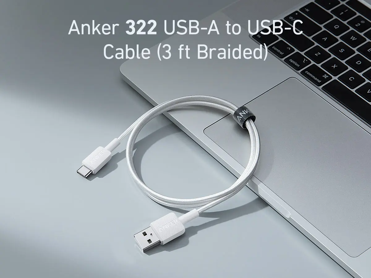 Cable USB-A a USB-C trenzado Anker 322 91cm blanco