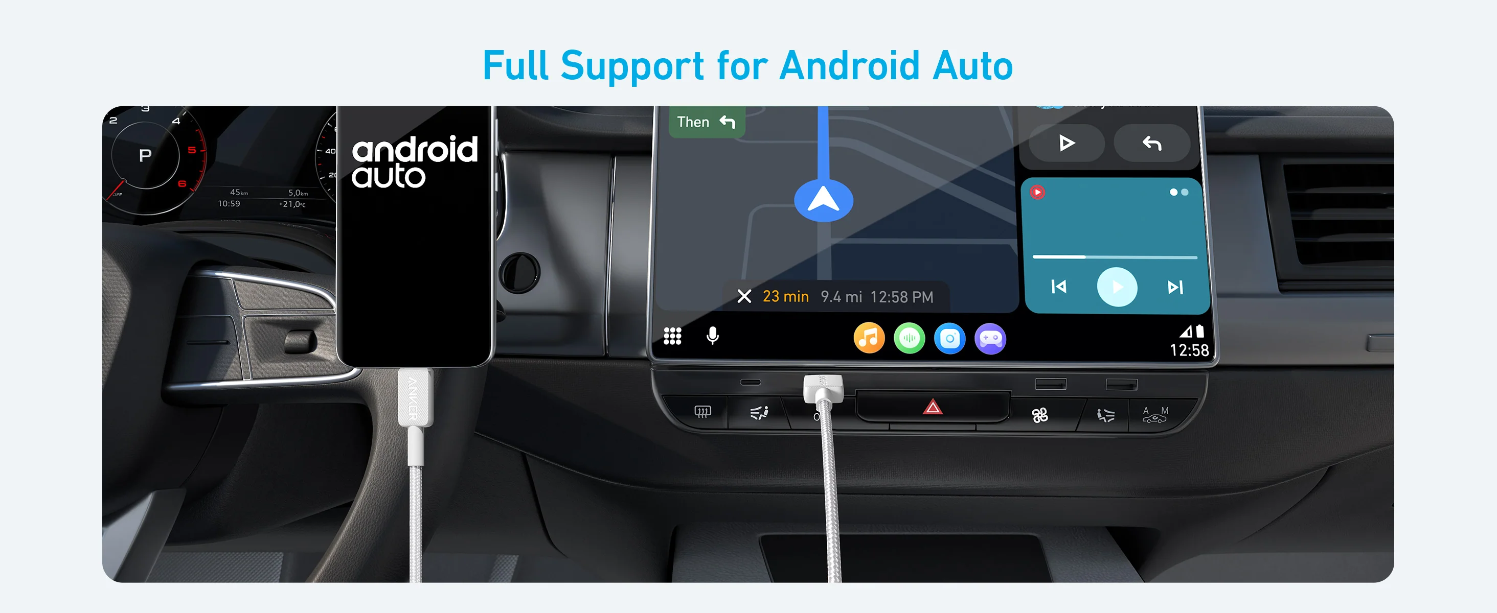 Cable USB-A a USB-C trenzado Anker 322 91cm blanco