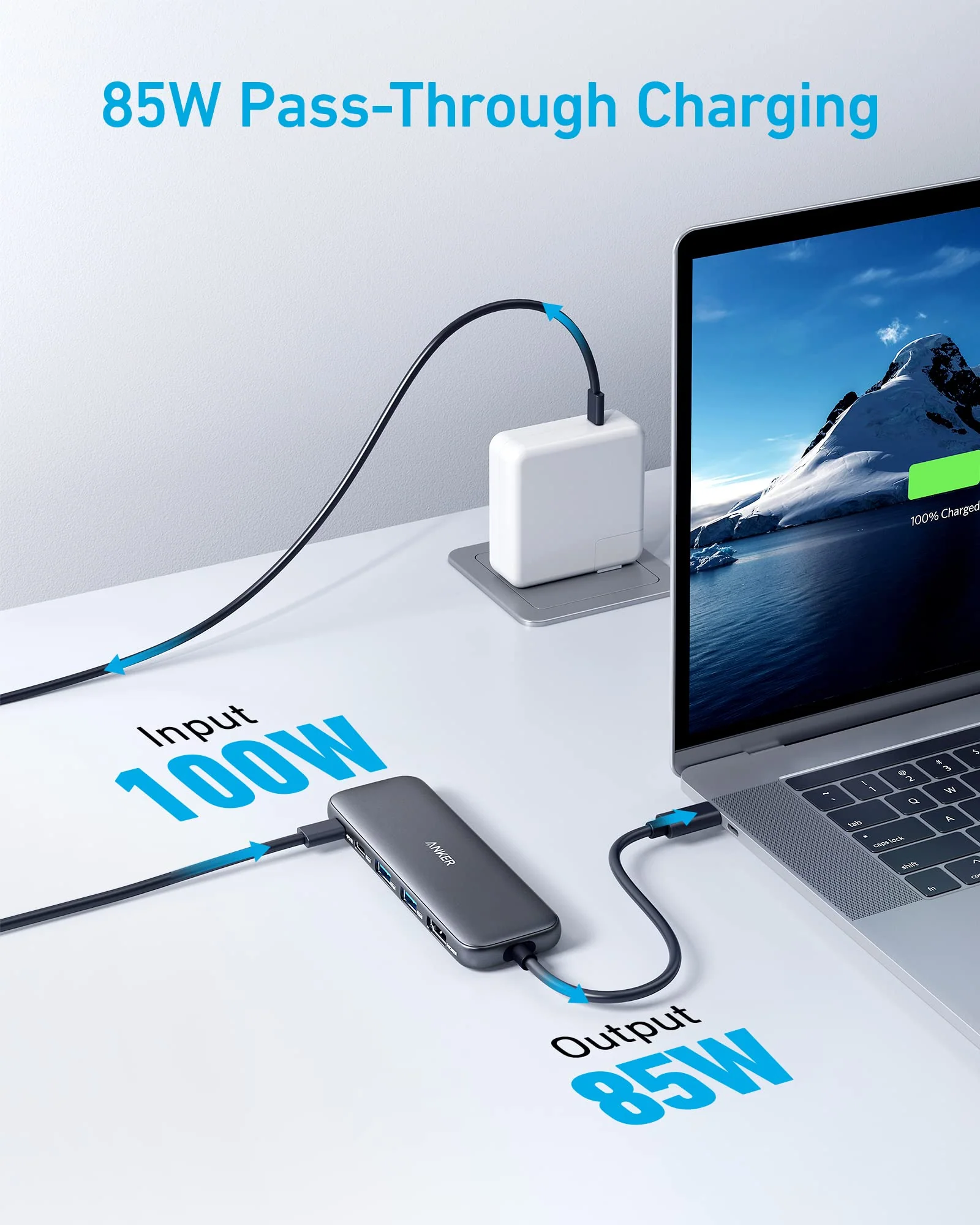 HUB 5 en 1 Anker 332 USB-C con HDMI, USB-C/A Y PD-IN de 100w