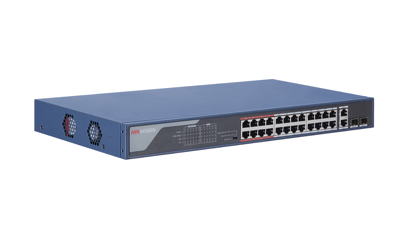 Switch 24 Puertos Hikvision Pro Series DS-3E0326P-E(B)