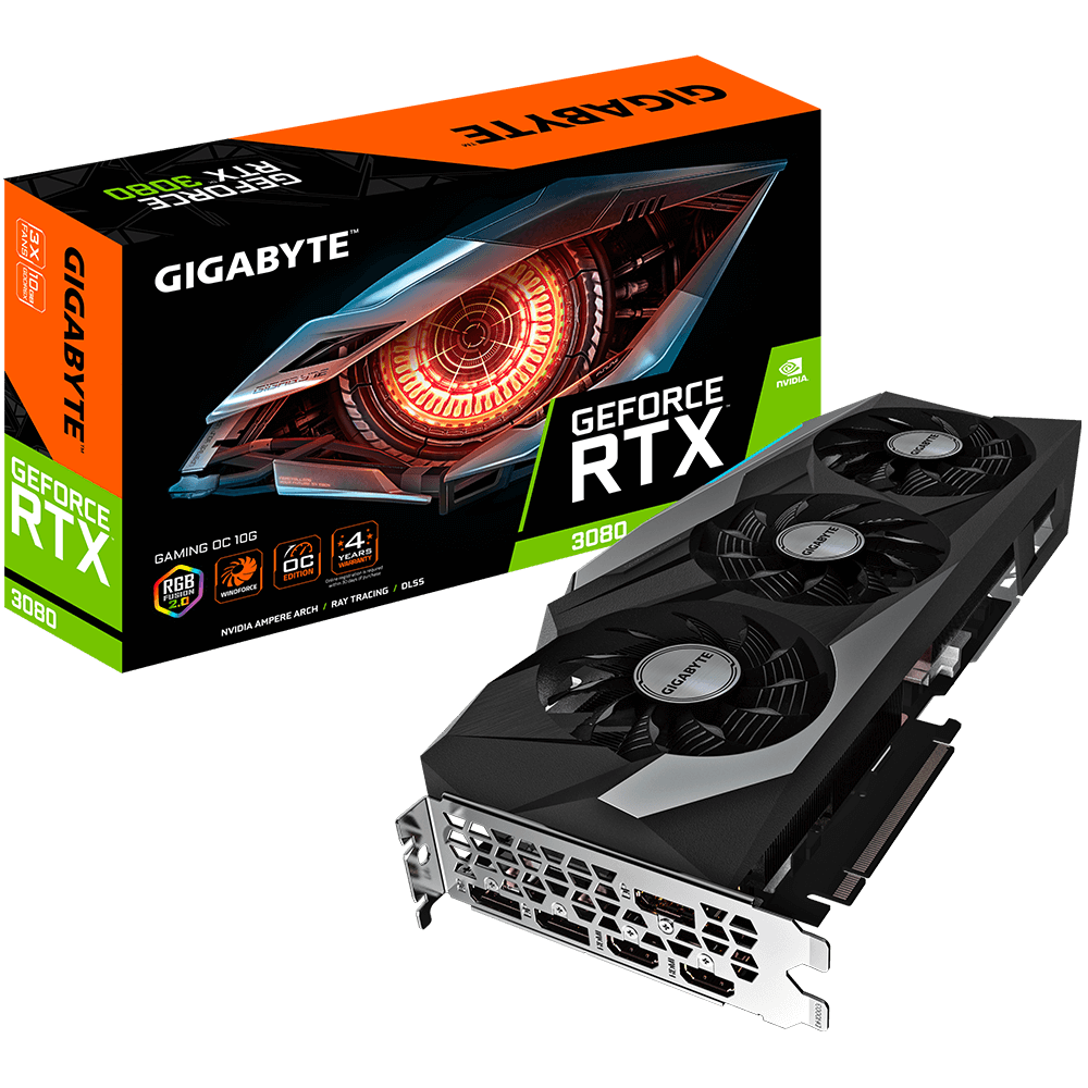 Tarj. VGA Gigabyte GeForce RTX3080 GAMING OC 10G PCIe4
