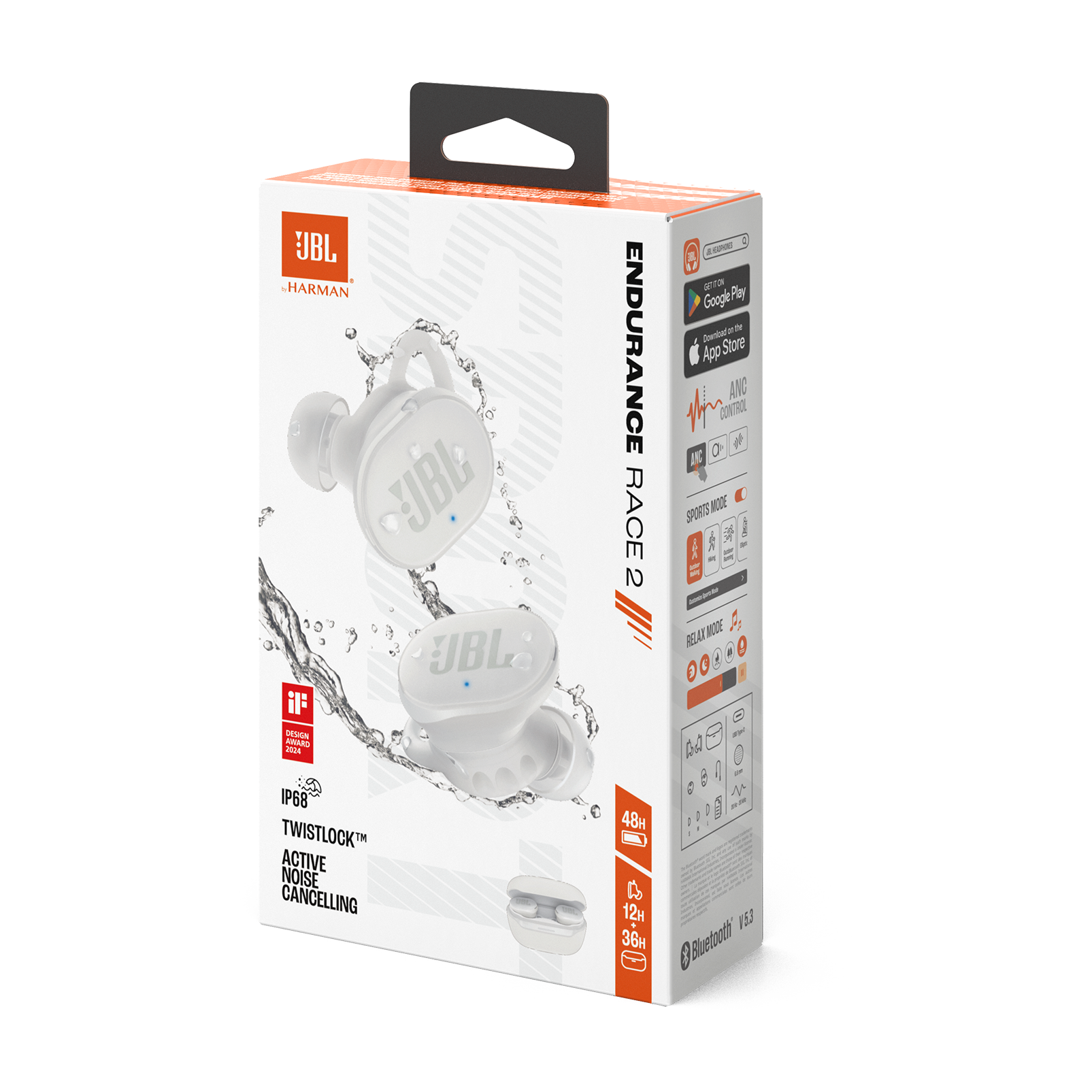 Auriculares JBL Endurance Race 2 TWS ANC IP68 Blancos