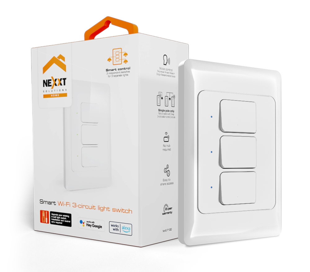 Interruptor Smart de 3 circuitos Wi-Fi Nexxt Solutions