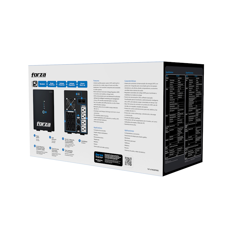 UPS Forza NT-2402PRO 2400VA/1200W Interactiva 220V Torre