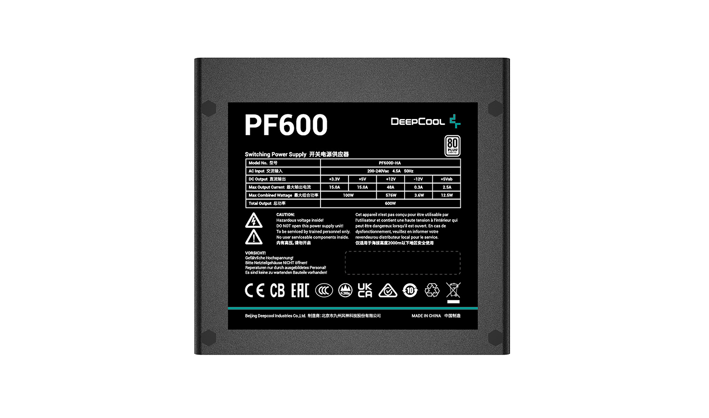 Fuente de poder Deep Cool PF600 80 Plus 600 Watts