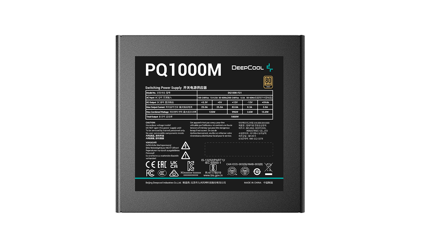 Fuente de Poder DeepCool 1000W PQ1000M 80 Plus Gold