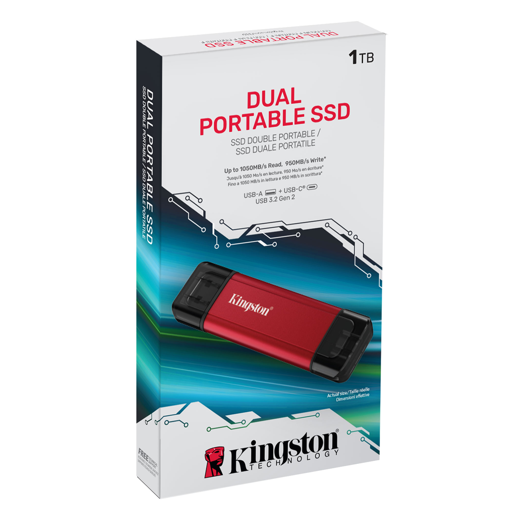 SSD Kingston Dual Portable 1TB USB-C USB 3.2 Gen2