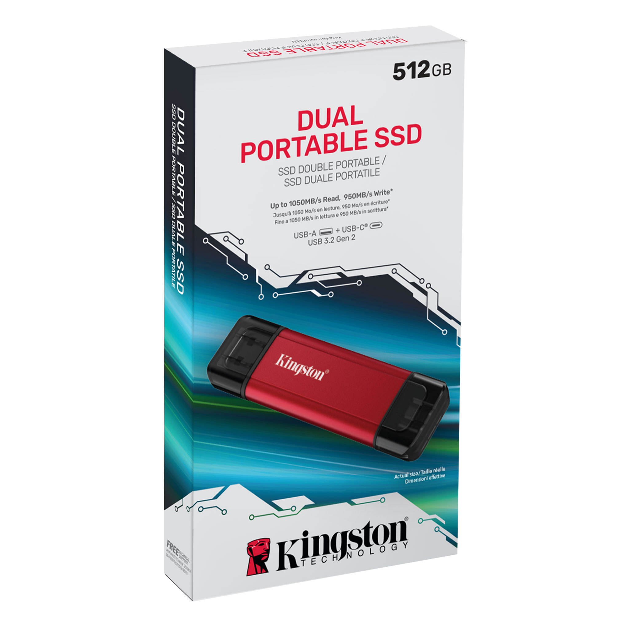 SSD Kingston Dual Portable 512GB USB-C USB 3.2