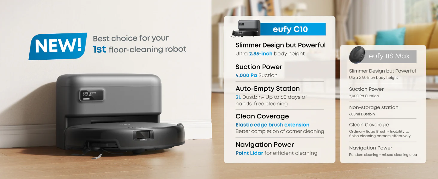 Robot Aspiradora Smart Eufy C10 con Base de Autovaciado