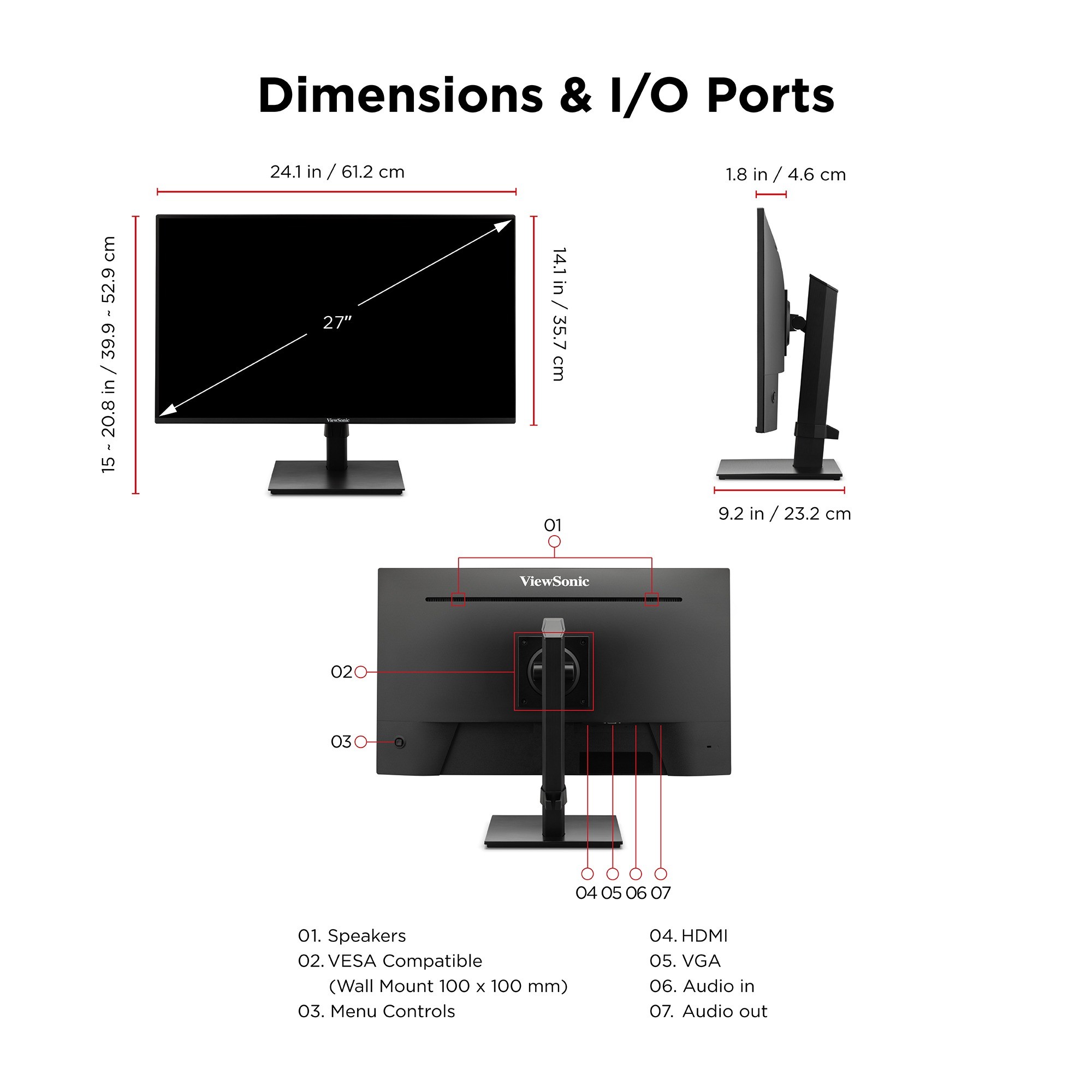 Monitor ViewSonic VA2748-MHJ 27
