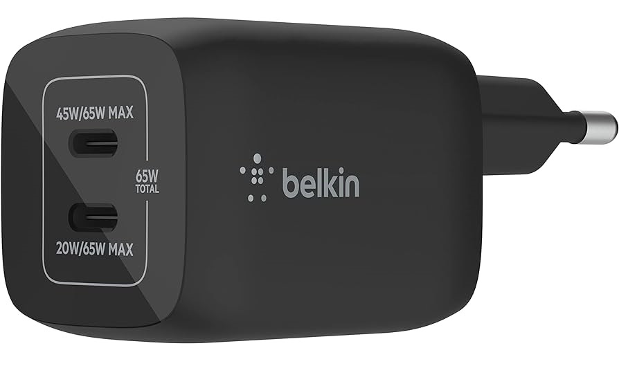 Cargador de pared doble USB-C GaN PPS de 65 W Belkin