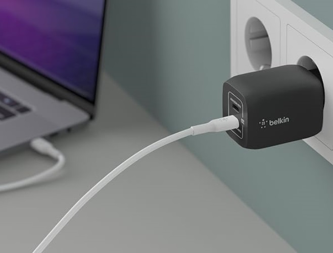 Cargador de pared doble USB-C GaN PPS de 65 W Belkin