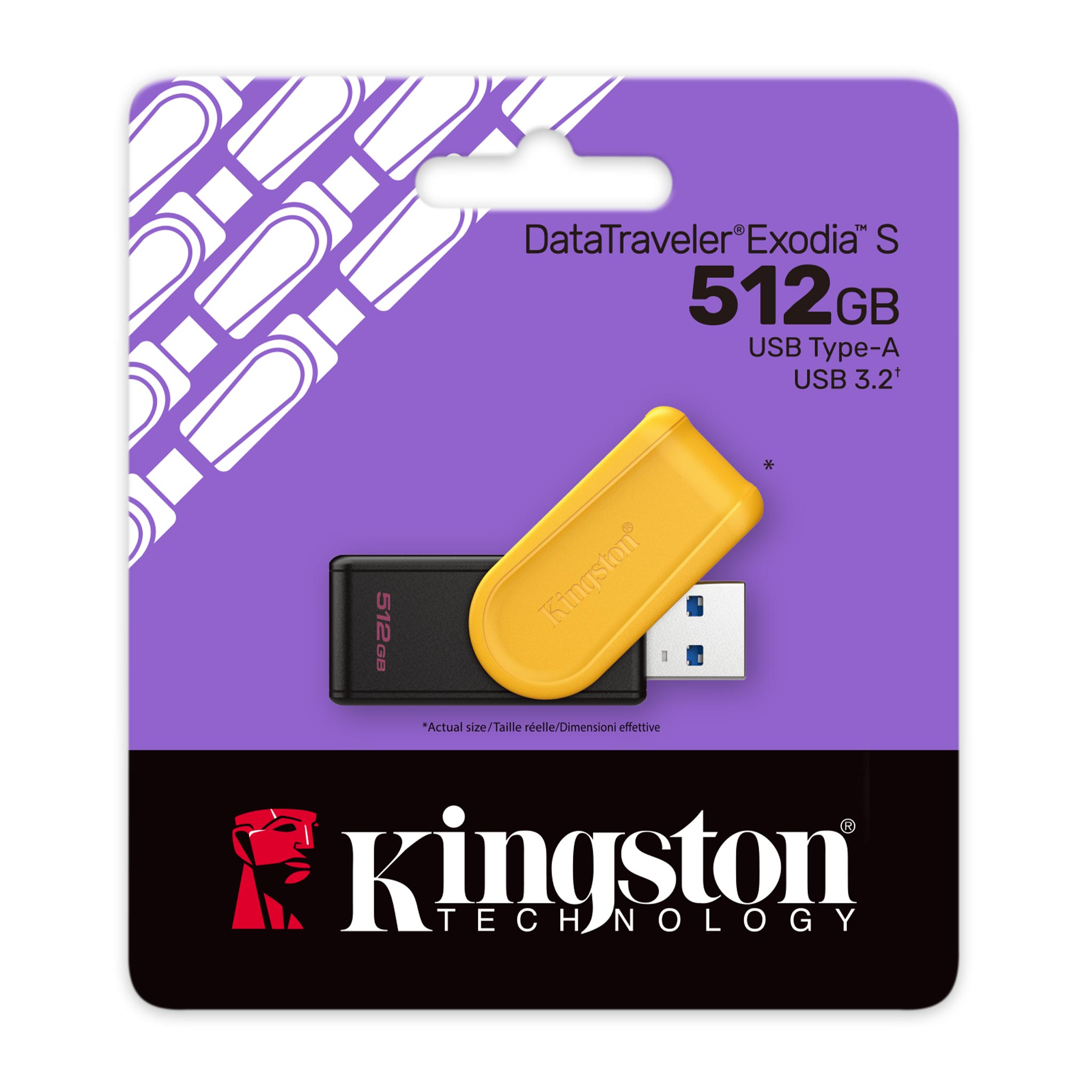 Pendrive USB 3.2 Gen 1 de 512gb Kingston Exodia S amarillo