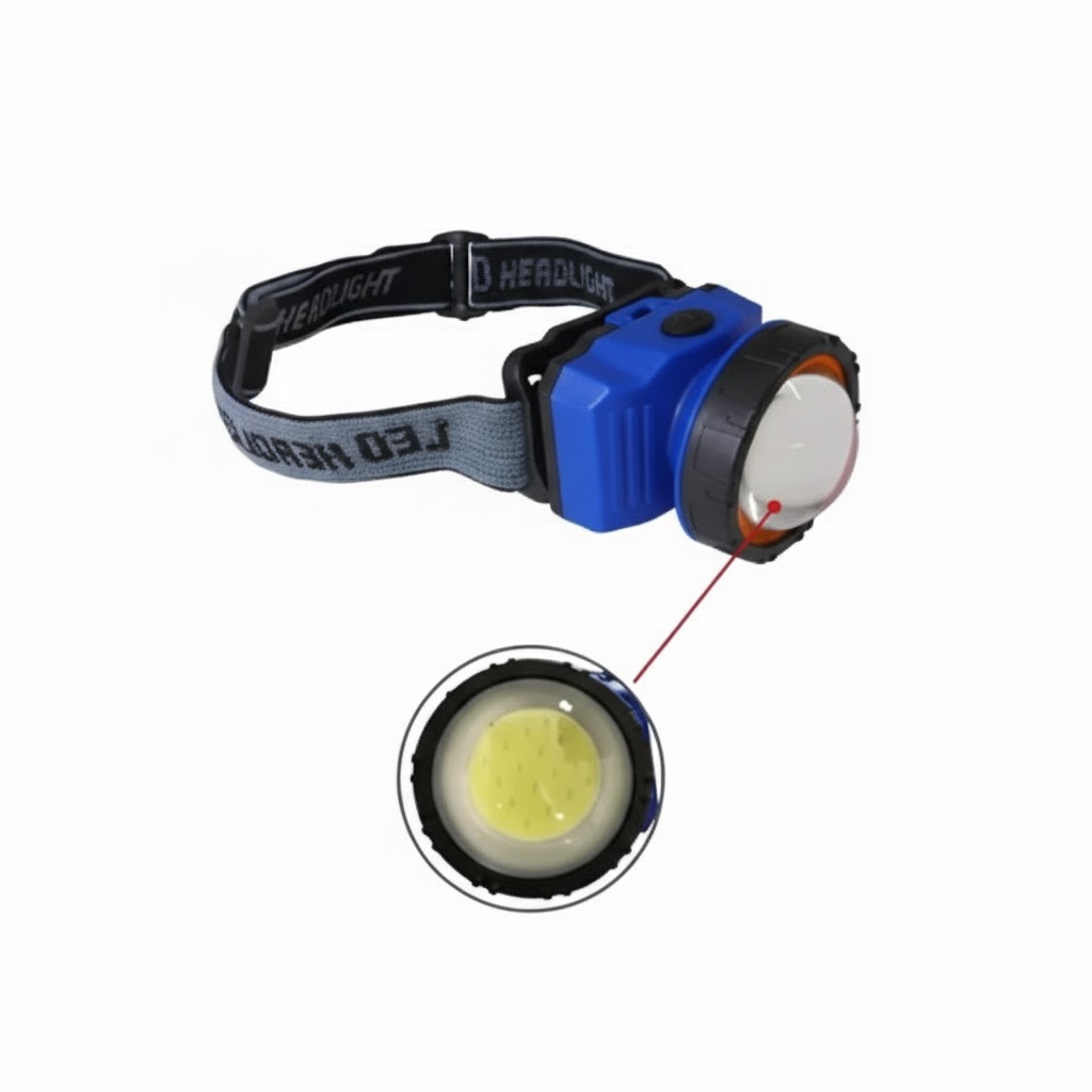 Linterna de Cabeza tipo Minero Cob Led NF-T850 3x AAA Azul