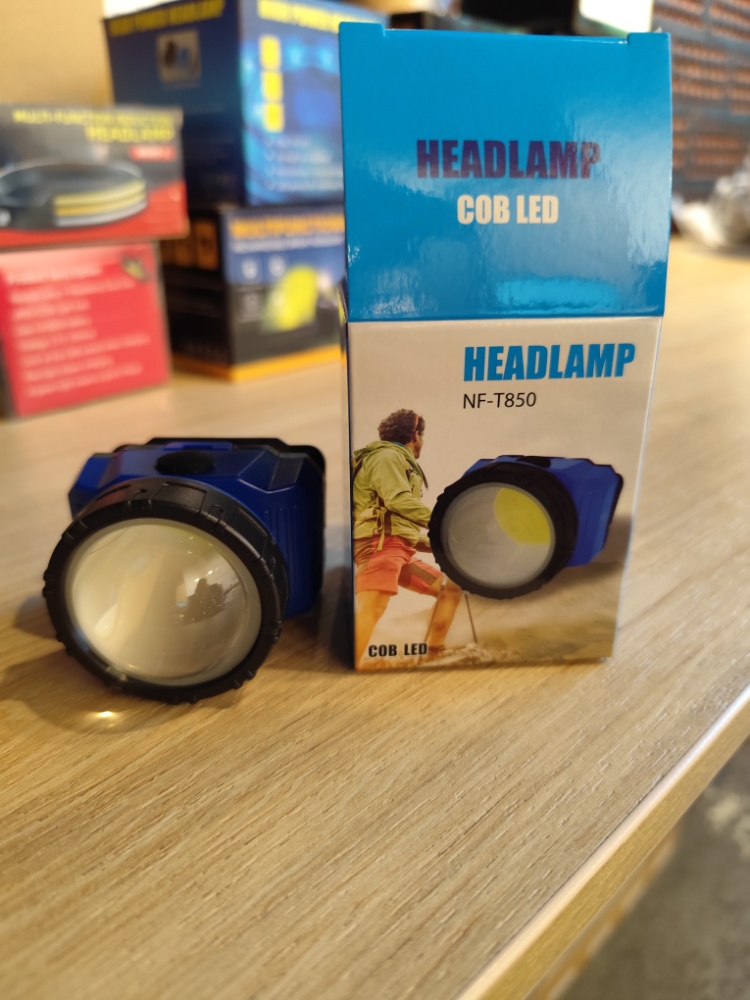 Linterna de Cabeza tipo Minero Cob Led NF-T850 3x AAA Azul