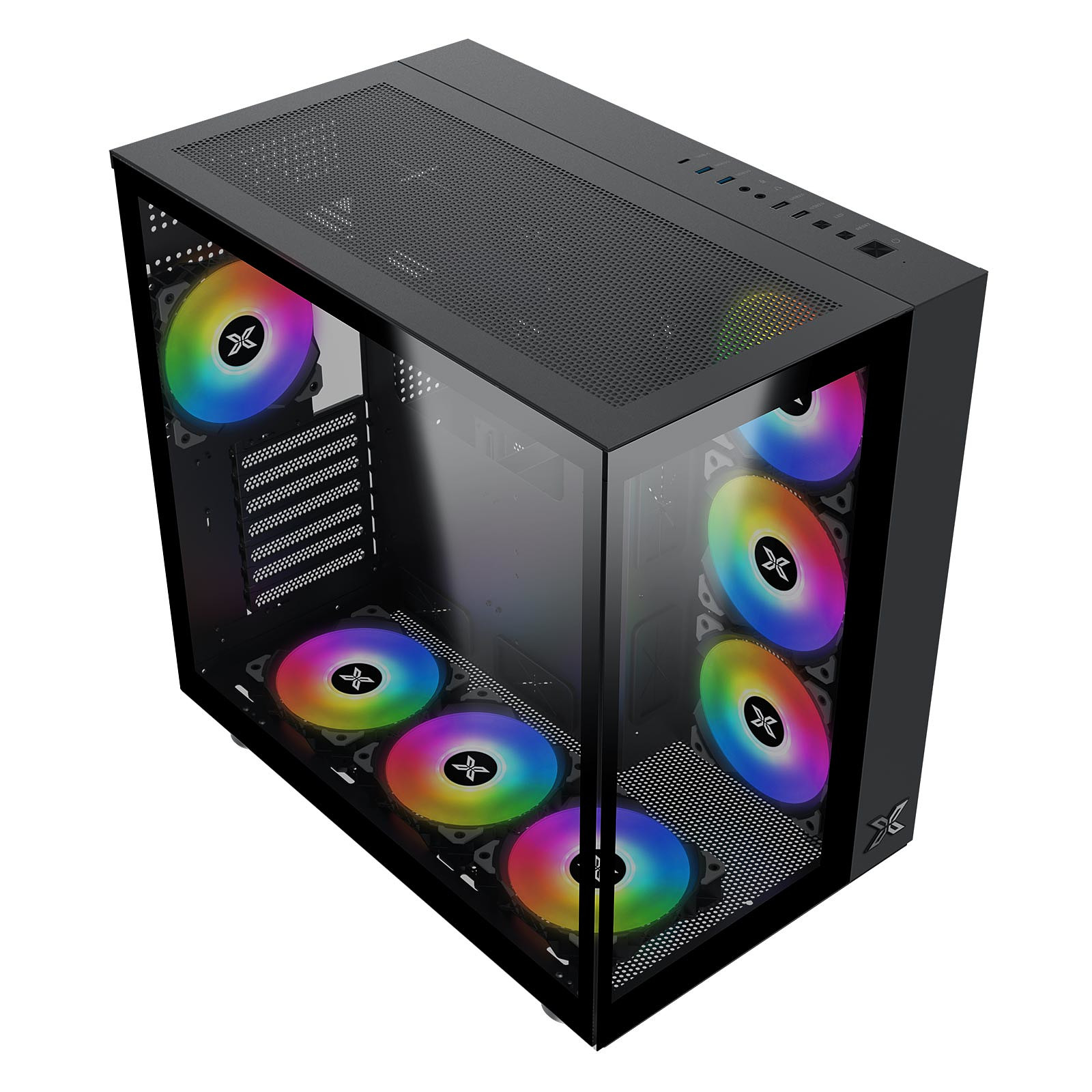 GABINETE AQUARIUS PRO BLACK ATX CON TIPO-C