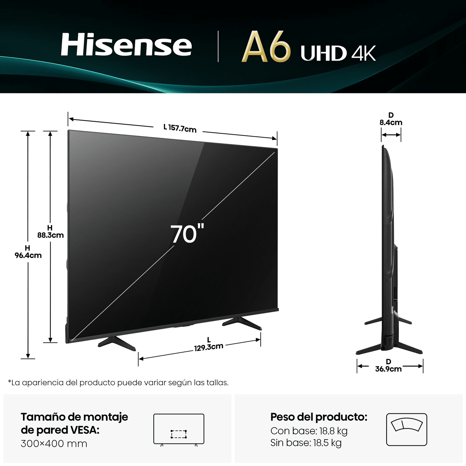 TELEVISOR HISENSE SMART TV UHD 4K 70 Dolby Vision